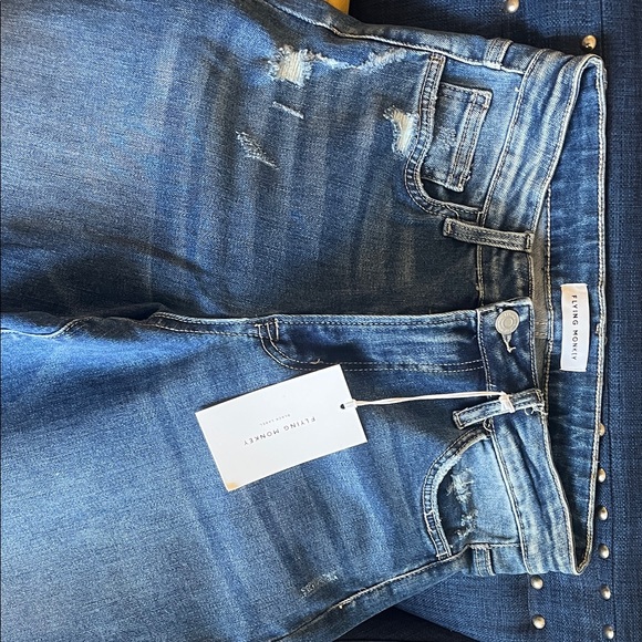 Flying Monkey Distressed Blue Jeans - Picture 3 of 5